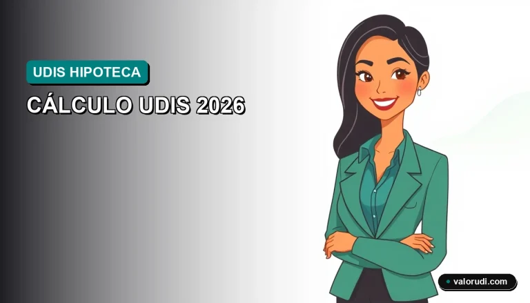 Calcula tu pago hipotecario UDIS a pesos en 2026 con esta guía financiera precisa – infografía vectorial premium