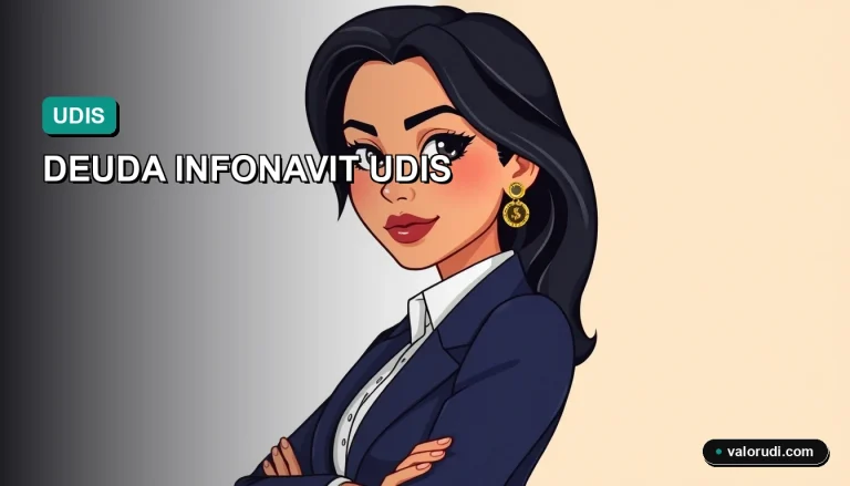 Ilustración premium de asesor financiero calculando deuda Infonavit en UDIS a pesos para 2026, diseño corporate mint y teal