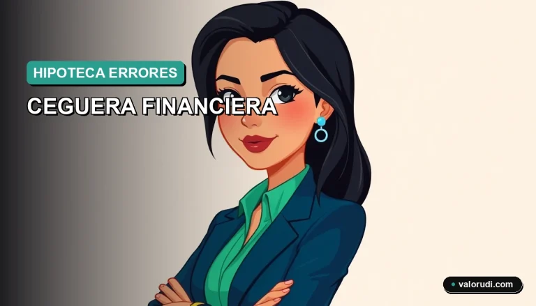 Ilustración plana 2D de una mujer profesional elegante en tonos teal y menta, half-body portrait al extremo derecho, espacio negativo amplio a la izquierda, concepto de educación financiera y crédito hipotecario en México 2026.