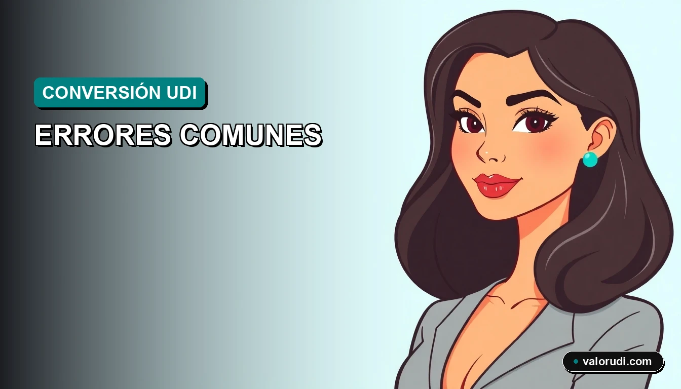 Ilustración 2D de error común en conversión de crédito Infonavit de UDI a pesos en 2026, México
