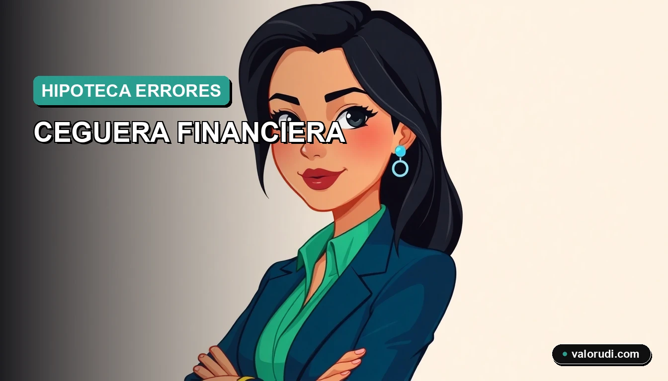 Ilustración plana 2D de una mujer profesional elegante en tonos teal y menta, half-body portrait al extremo derecho, espacio negativo amplio a la izquierda, concepto de educación financiera y crédito hipotecario en México 2026.