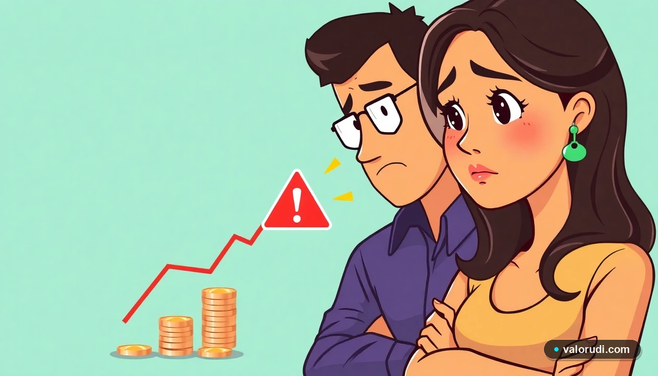 Errores crédito hipotecario Infonavit bancos pareja revisando finanzas ilustración vectorial.