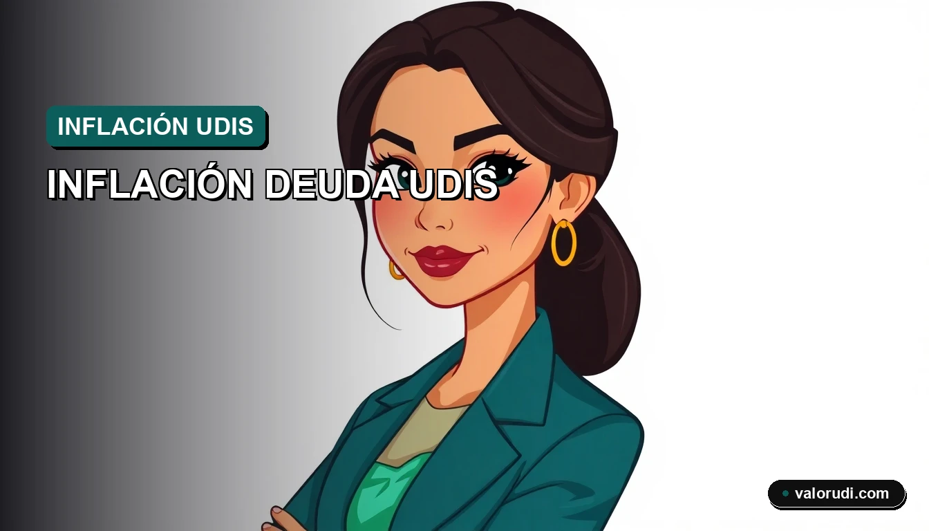 Ilustración 2D vector flat de asesor financiero corporativo en tonos menta y teal, inflación en México 2026 y valor real de deuda en UDIS