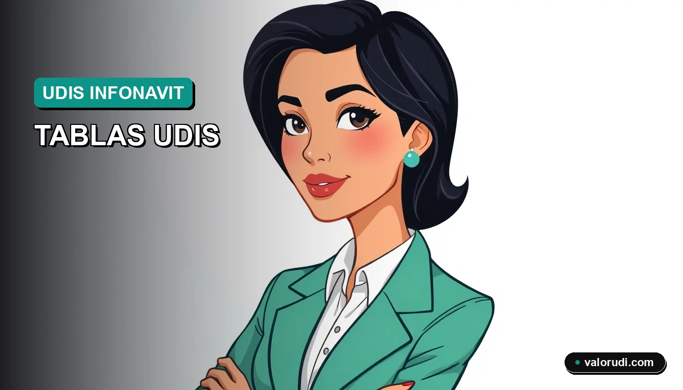 Ilustración plana 2D de una asesora financiera elegante en tonos teal y menta, al extremo derecho, para blog de crédito Infonavit y UDIS en México.